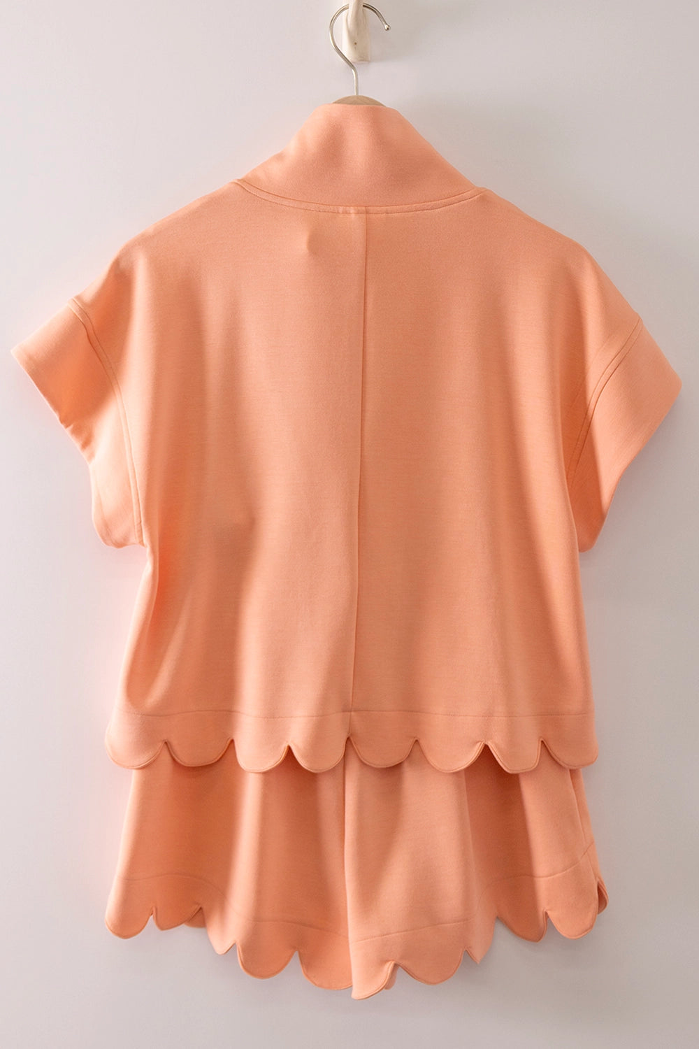 Scallop Half-Zip and Active Shorts Set in Melon