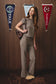 Mid Rise Wide Leg Stripe Pants in Charcoal/ Taupe Stripe