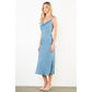 Tie Strap Blue & Polka Dot Midi Dress
