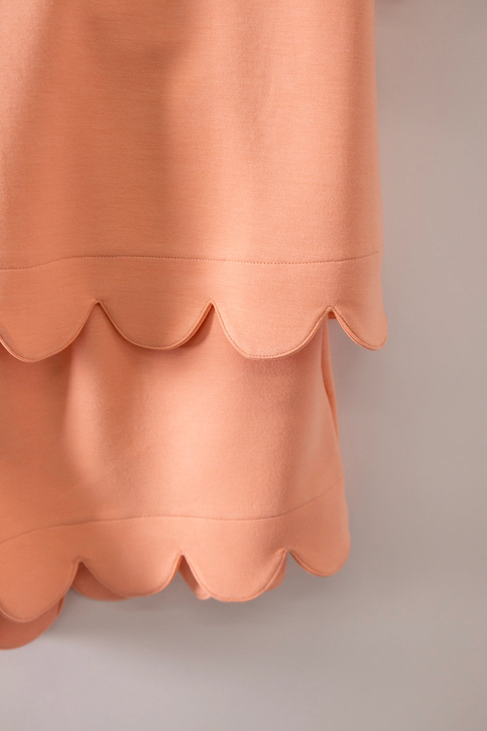 Scallop Half-Zip and Active Shorts Set in Melon