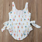 Light Blue Ice Cream Print Ruffled Swimsuit with Bows