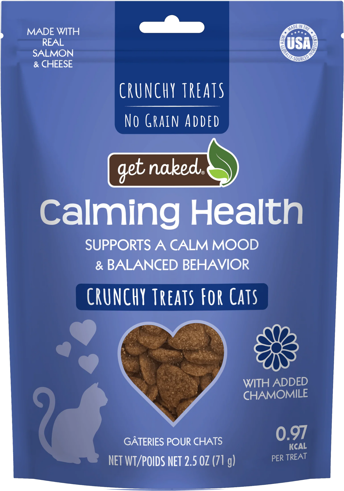 Get Naked Calming Health Functional Crunchy Treats for Cats- Salmon & Cheese Flavor