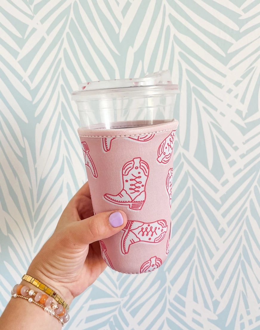 Pink Cowgirl Boots Drink Sleeve