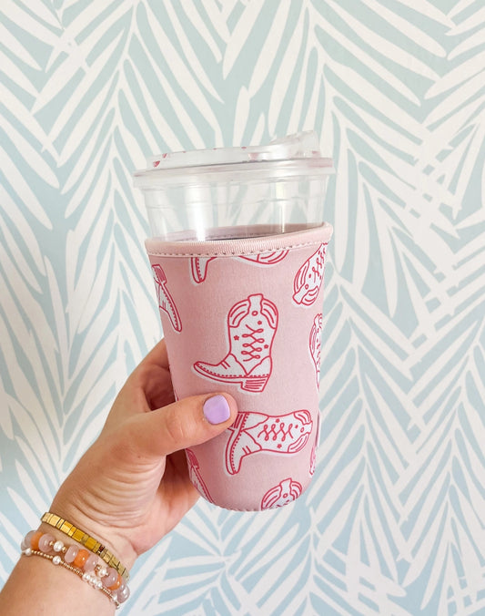 Pink Cowgirl Boots Drink Sleeve