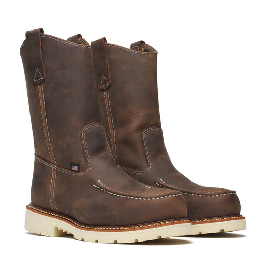 Thorogood American Heritage – 11″ Trail Crazy Horse Safety Toe – Moc Toe Pull-on Wellington Boot