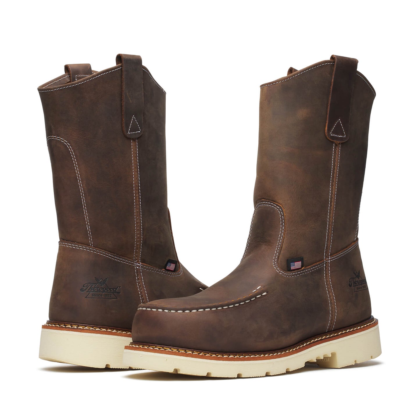 Thorogood American Heritage – 11″ Trail Crazy Horse Safety Toe – Moc Toe Pull-on Wellington Boot