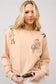 Tan Western Motif Embroidered Graphic Sweatshirt