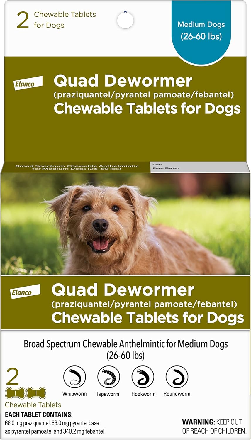 Elanco Chewable Quad Dewormer for Medium Dogs