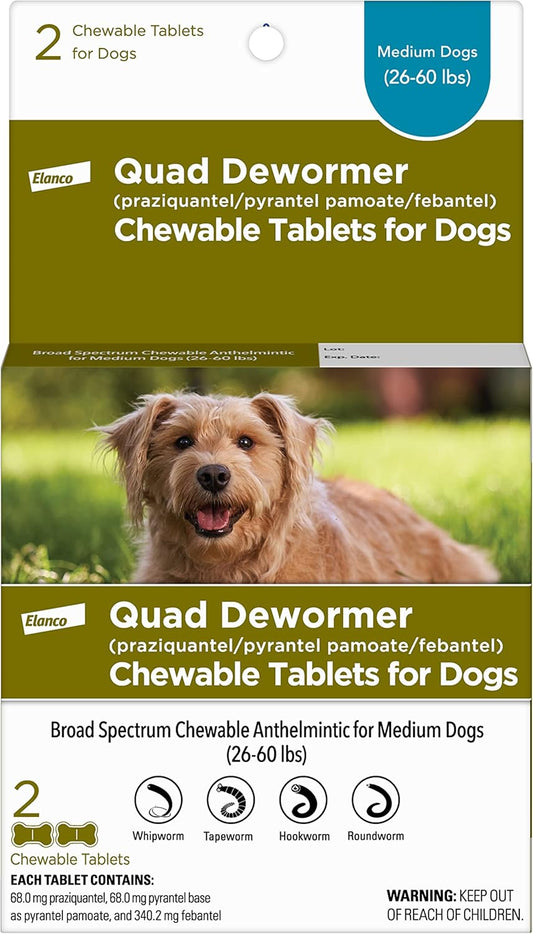 Elanco Chewable Quad Dewormer for Medium Dogs
