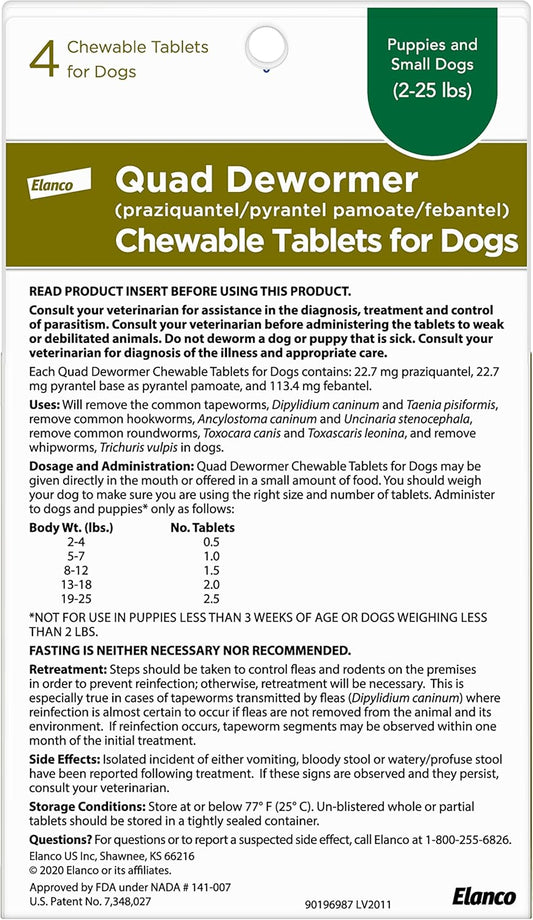 Elanco Chewable Quad Dewormer for Small Dogs