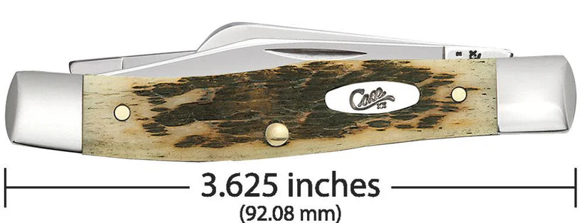 Case Peach Seed Jig Amber Bone Carbon Steel Medium Stockman with Pen Blade