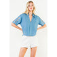 Short Sleeve Cutout Denim Top