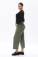 Bayeas Mid Rise Relaxed Cropped Straight Leg Pants in Green
