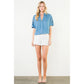 Short Sleeve Cutout Denim Top