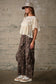 Western Print Cotton Cargo Pants in Chocolate
