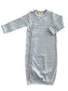 SIIX Collection Organic Ribbed Gown in Dusty Blue Stripe