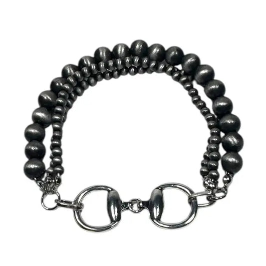 West & Co. Faux Navajo Pearl Bracelet with Silver Bit Charm