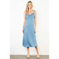 Tie Strap Blue & Polka Dot Midi Dress