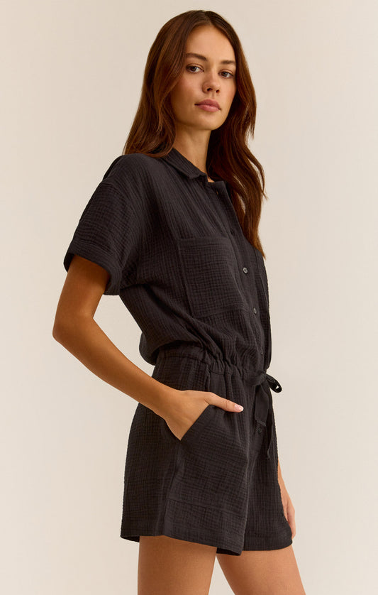 Z Supply Lookout Gauze Black Romper