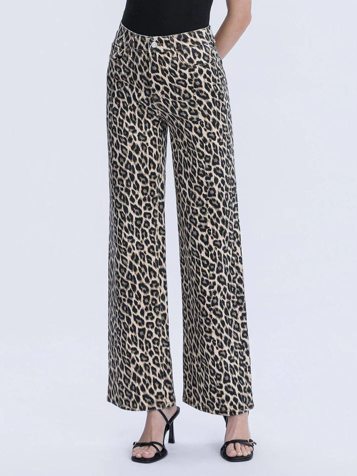 Vervet Super High Rise Wide Leg Jean in Leopard