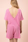 Mineral Washed Knit Casual Romper in Pink