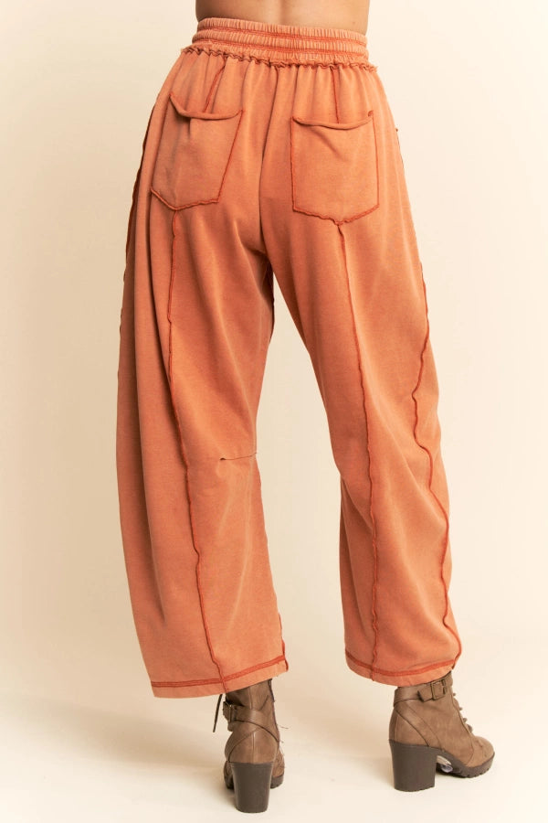 Davi & Dani Mineral Washed Exposed Barrel Pants Set