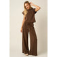 Cloud Knit Wide Leg Pants in Brown