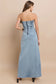 Strapless Light Wash Denim Tube Maxi Dress