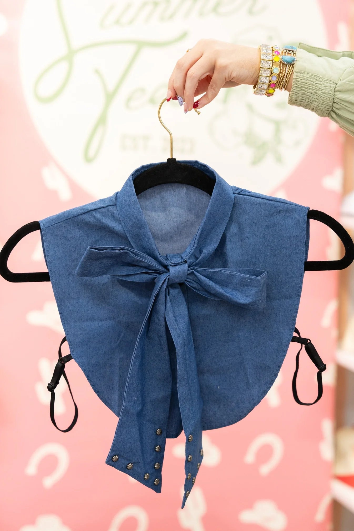 Denim Bow Collar