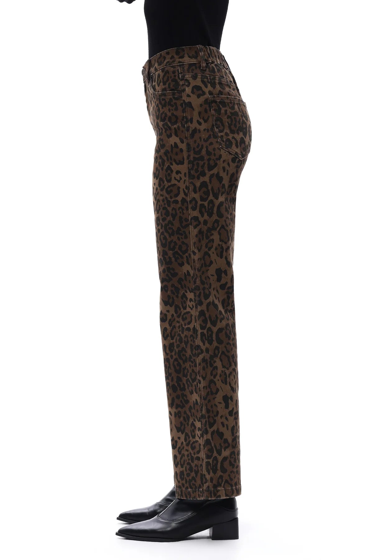 Bayeas High Rise Leopard Print Straight Leg Pants in Coffee