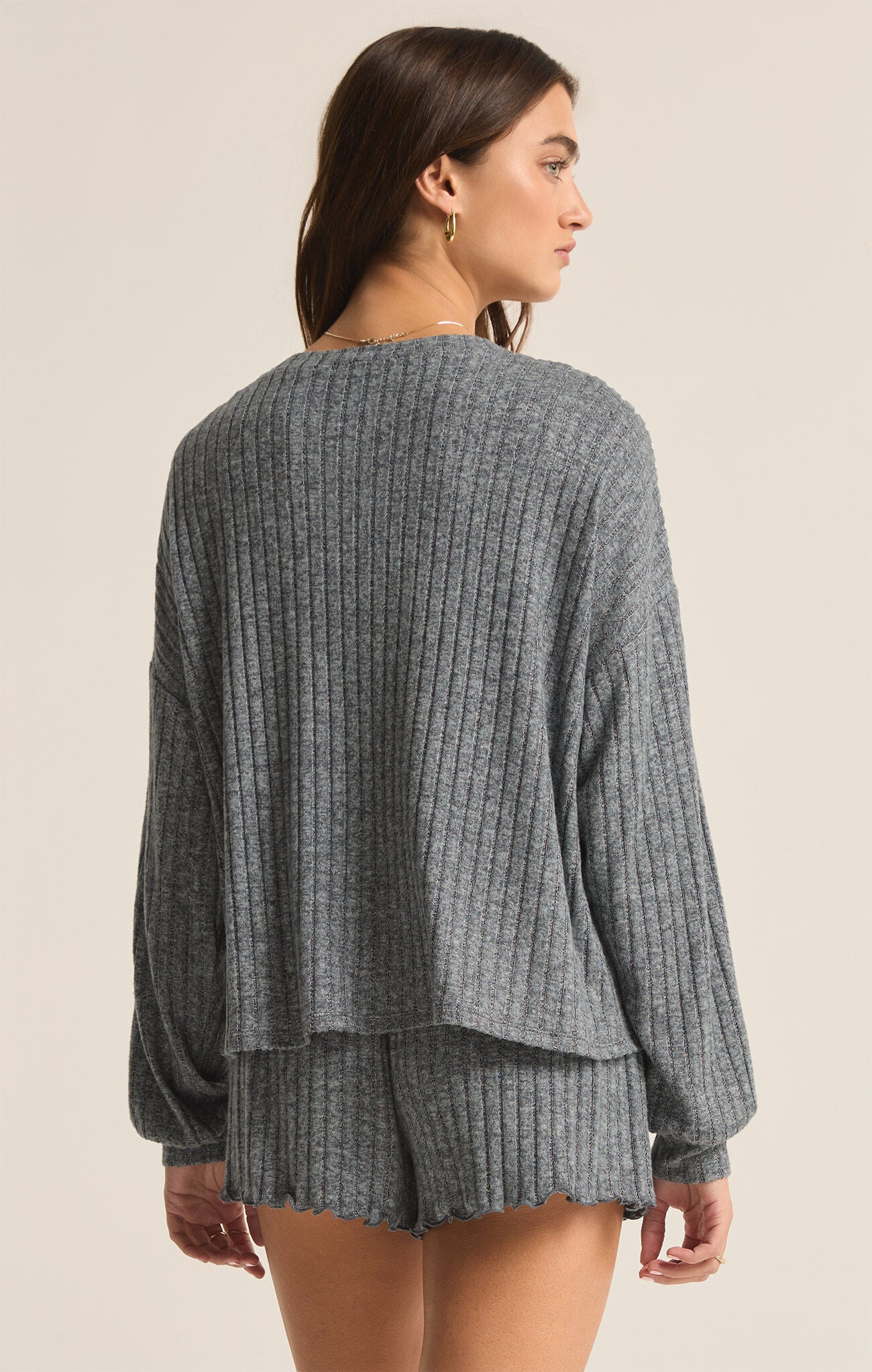 Z Supply Daydream Charcoal Heather Long Sleeve Top