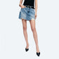 Bayeas A-Line Denim Mini Skirt with Frayed Hem