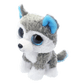 Side view of plush toy gray and white husky with blue eyes on a transparent background