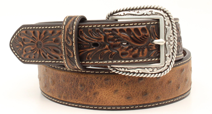 Ariat Mens Embossed Leather Calf Hair Western Belt