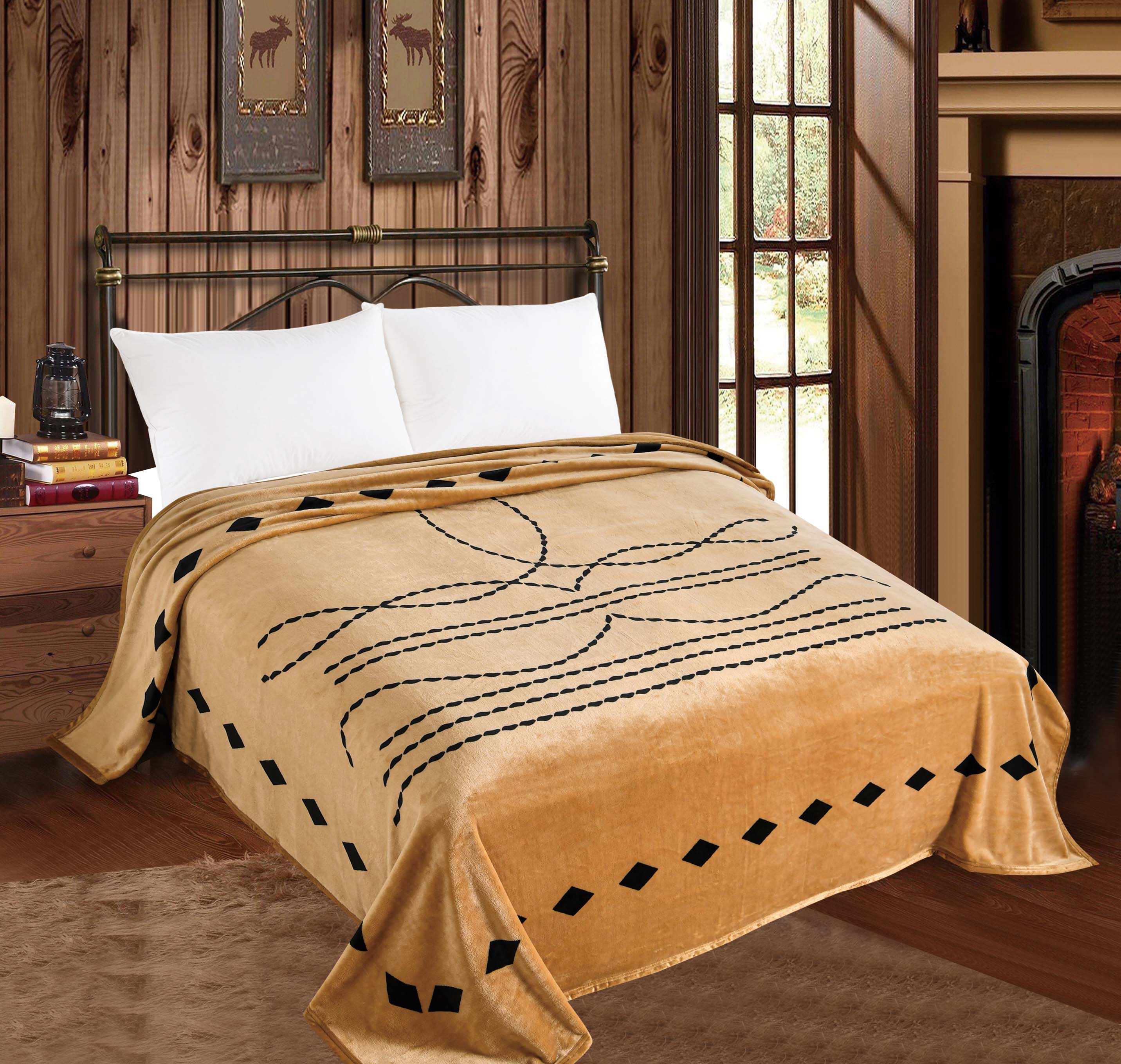 Mia Collection King Size Tan Boot Stitch Throw – Cowboy Headquarters