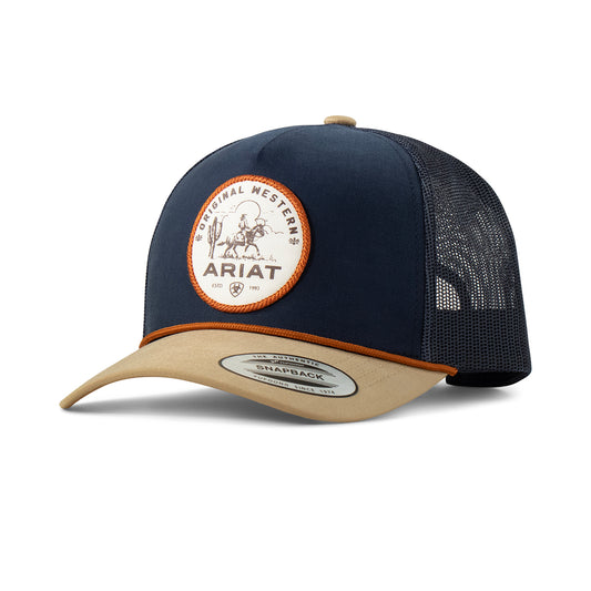 Ariat Navy Desert Scene Patch Cap