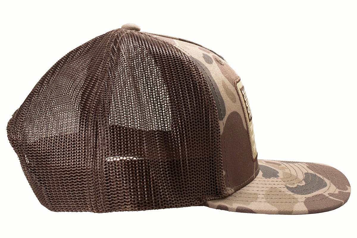 Ariat Brown Camo American Flag Snapback Cap
