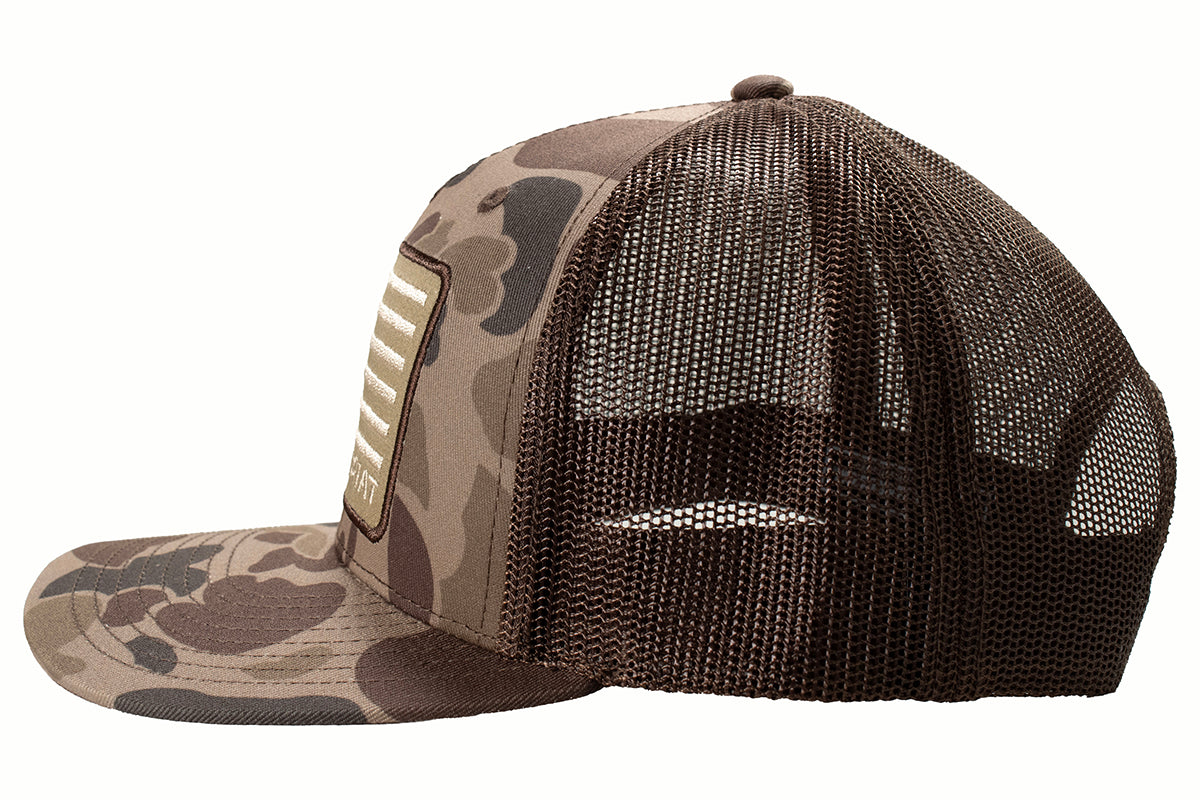 Ariat Brown Camo American Flag Snapback Cap