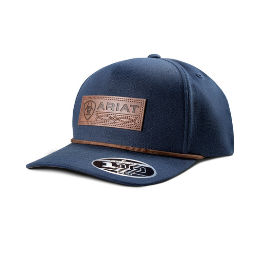 Ariat Navy with Faux Leather Patch Snapback Cap