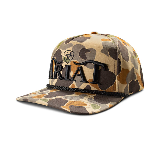 Ariat Tan Camo 3D Embroidered Snapback Cap