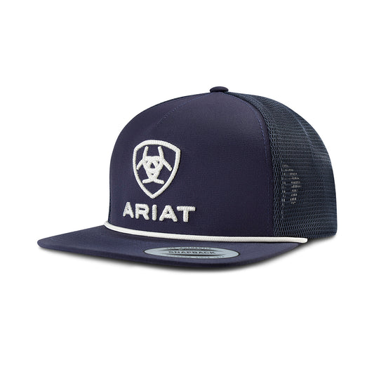 Ariat Navy Raised Embroidered with Brim Rope Snapback Cap