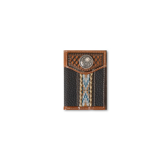 Ariat Woven Southwestern Brown Trifold Wallet