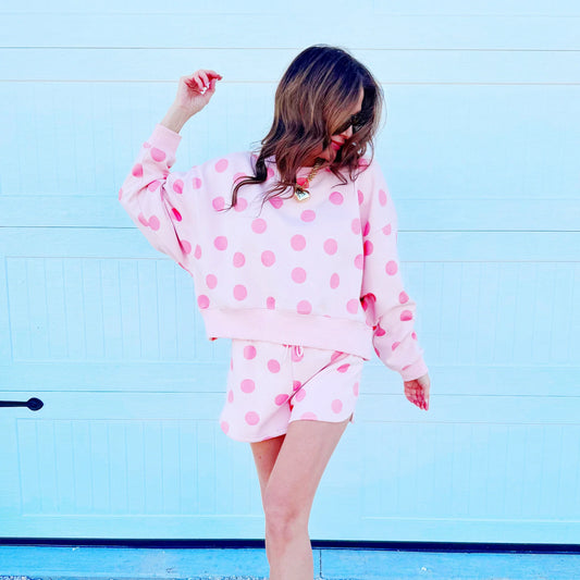 Poppy & Pine Blush Polka Dot Crop Sweatshirt