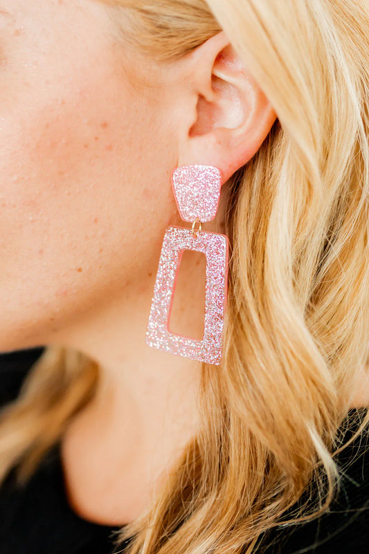 Linny Co Kennedy Pink Glitter Earrings