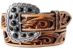 Angel Ranch Ladies 1 1/2" Floral Glitter Underlay Belt