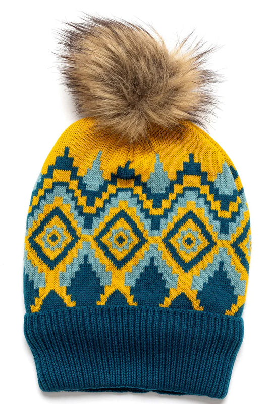 Myra Shilo Beanie in Yellow & Blue