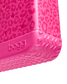 Close-up of the bottom of a pink Baby Bogg with leopard print pattern and 'bogg' branding on a white background