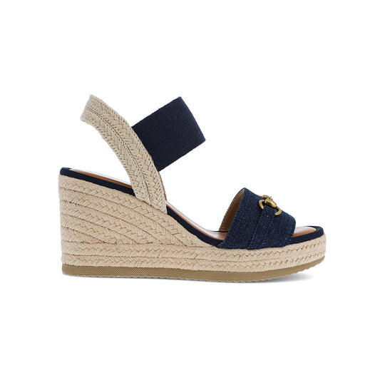 Mia Shoes Barossa Wedge Sandal in Navy Denim
