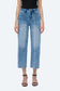 Bayeas High Rise Wide Leg Denim Jeans with Raw Hem in Ice Blue