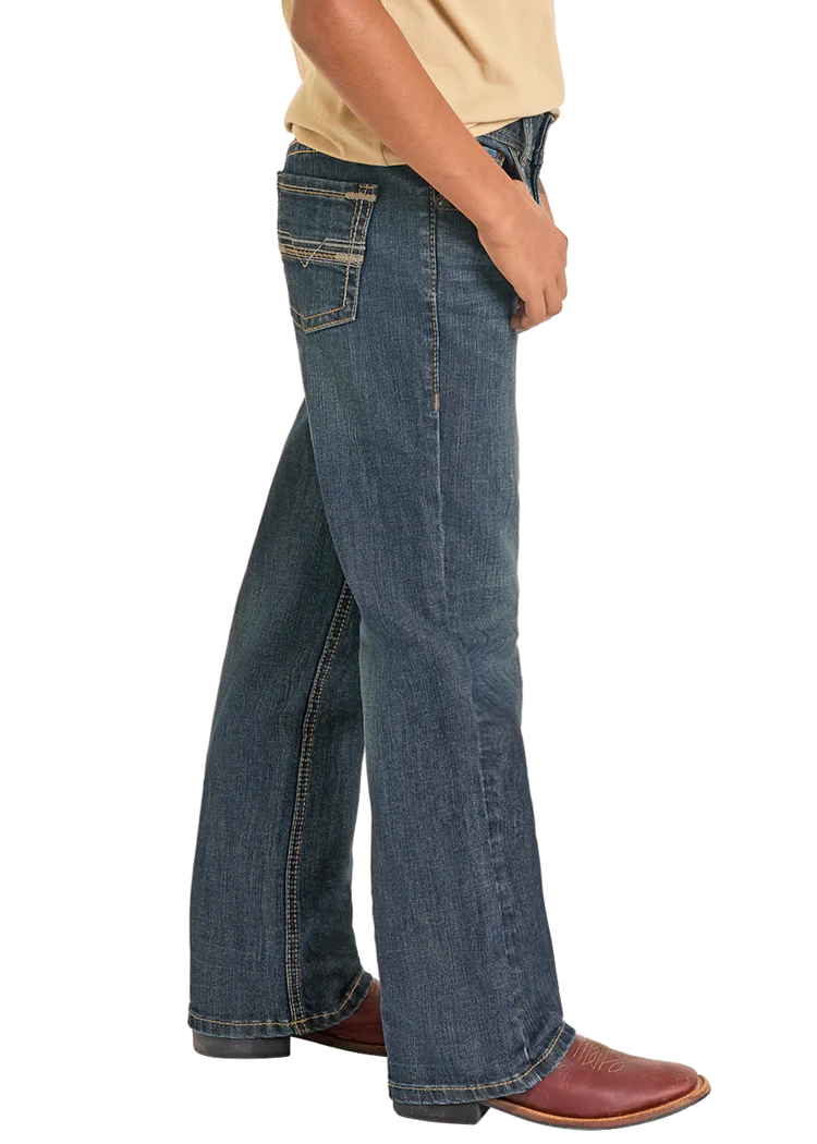 Rock & Roll Boys' Regular Fit Step Pocket Stitch Bootcut Jeans